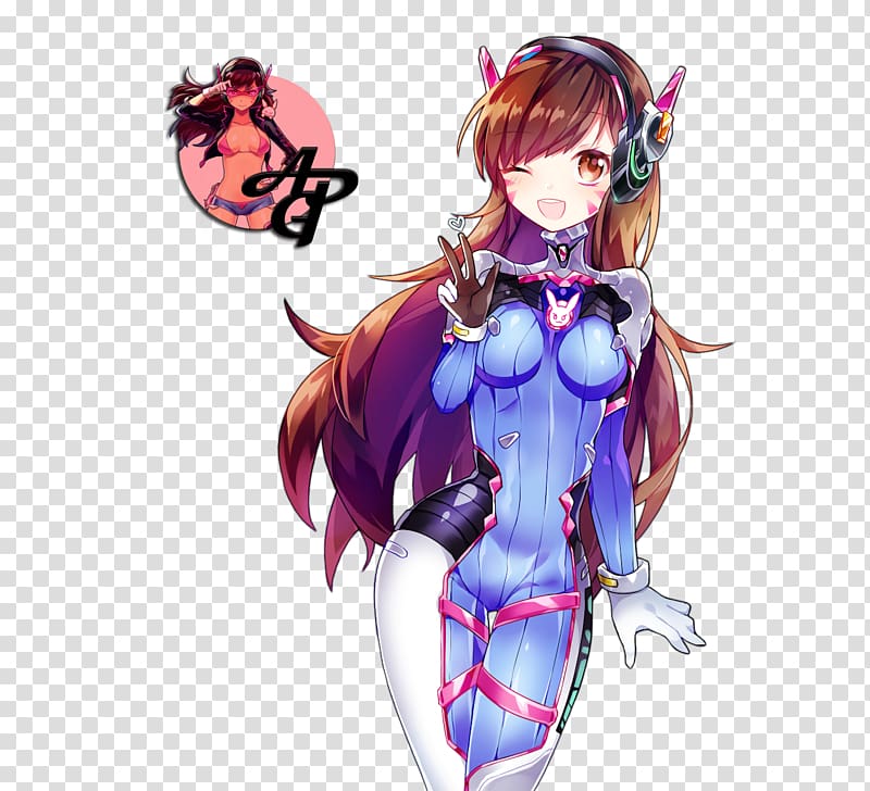 Overwatch D.Va Anime Fan art, stereoscopic art transparent background PNG clipart