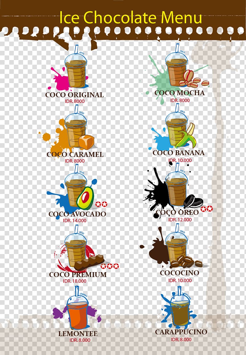 Juice Coffee Drink Hot chocolate Menu, menu transparent background PNG  clipart | HiClipart