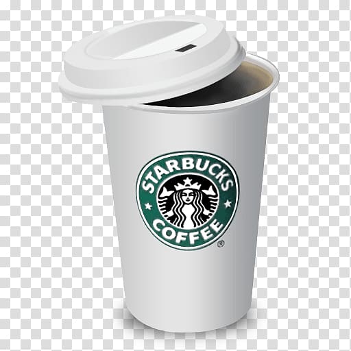 opened white and green Starbucks Coffee tumbler, Starbucks Papercup transparent background PNG clipart