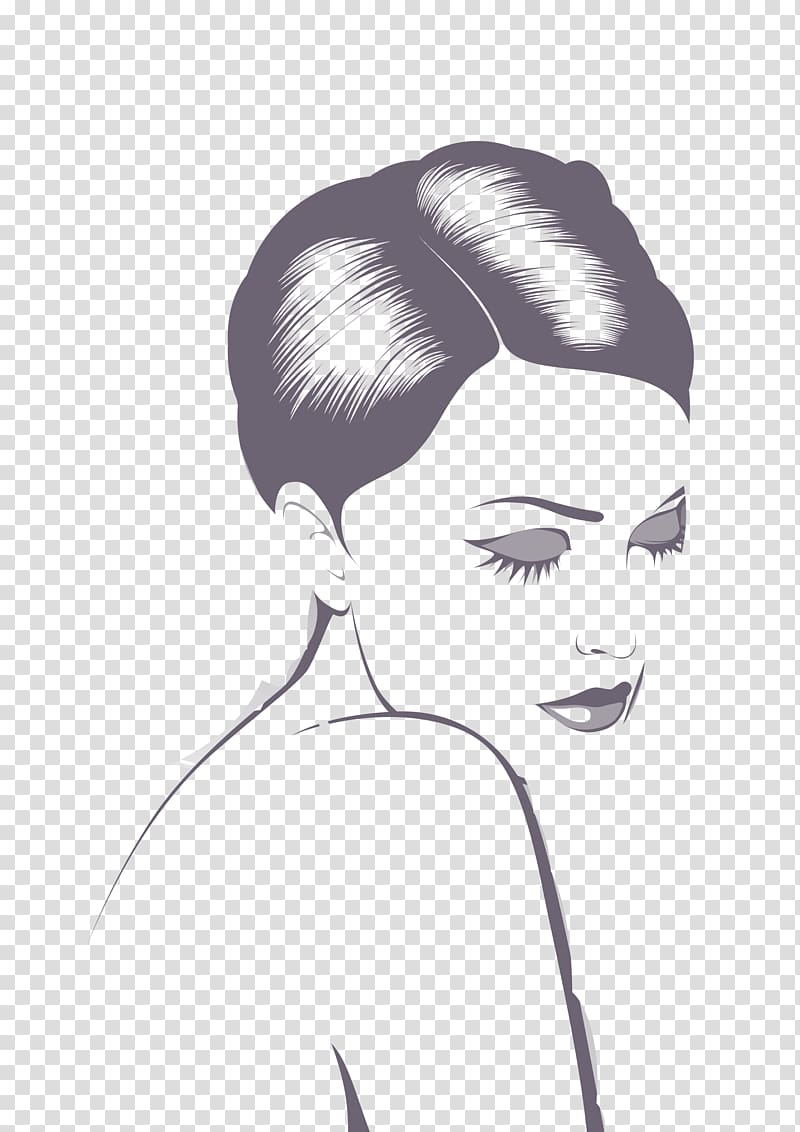 woman's face , Black and white Drawing Woman Illustration, Sexy woman illustration transparent background PNG clipart