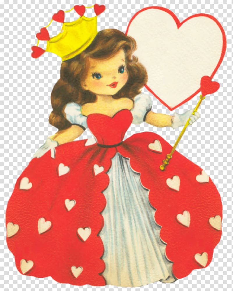 Vintage Valentines Christian Doll Queen of Hearts , doll transparent background PNG clipart