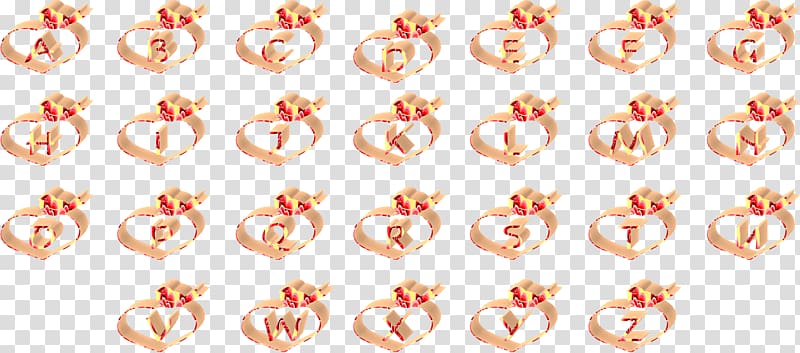 Body Jewellery Material Amber, alphabet collection transparent background PNG clipart