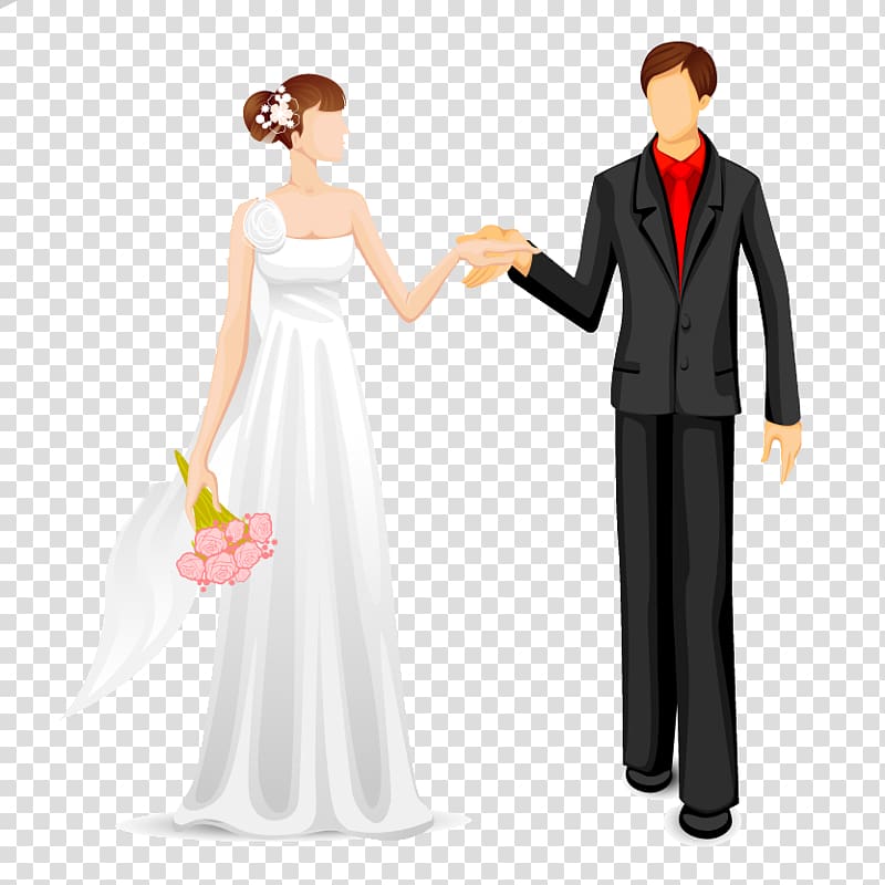 Marriage Illustration, Creative wedding bride and groom cartoon transparent background PNG clipart