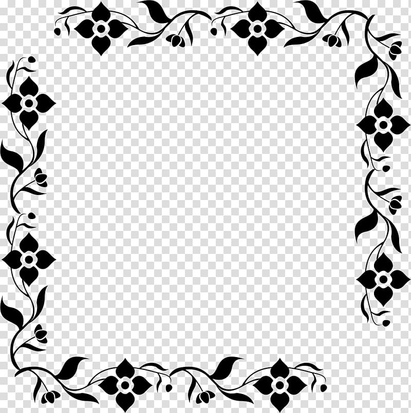 black floral frame, Desktop Flower , black border transparent background PNG clipart