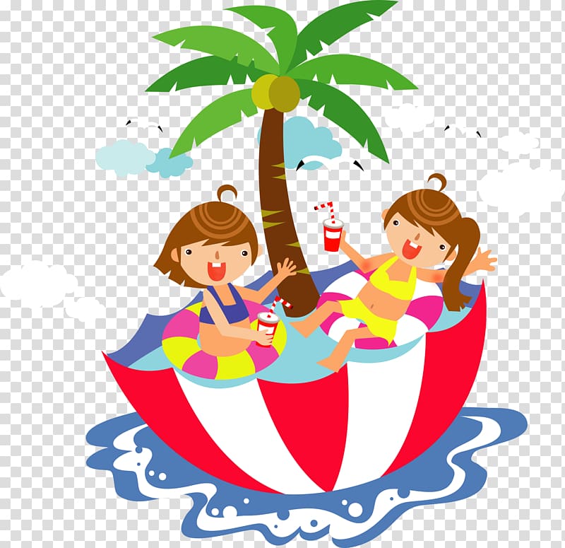 Child Swimming pool , creative umbrella girls transparent background PNG clipart