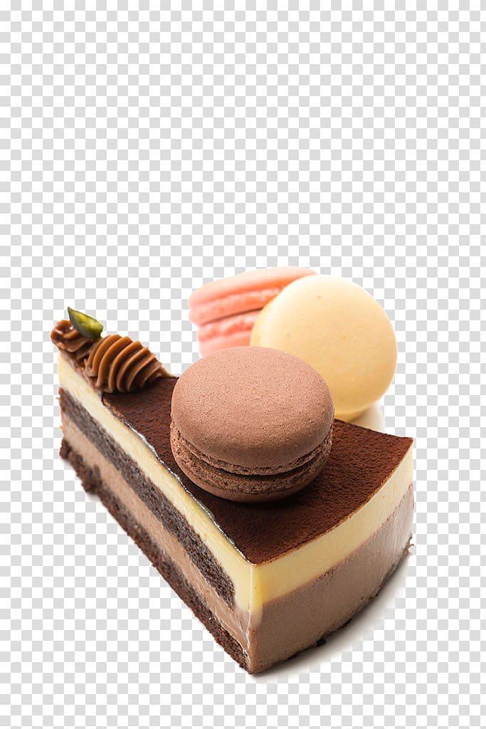 sliced black icing cake, Macaroon Macaron Chocolate cake Black Forest gateau, Macaron chocolate cake transparent background PNG clipart