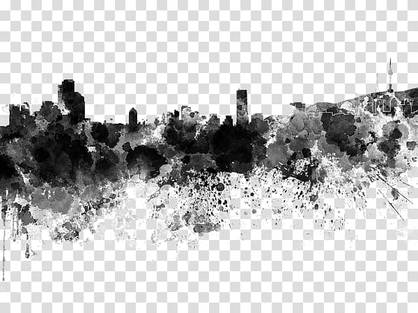 Seoul Watercolor painting Skyline, watercolor skyline transparent background PNG clipart