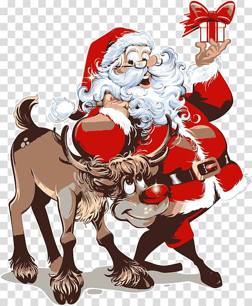 Santa Claus Rudolph Christmas Day Reindeer Christmas decoration, santa claus transparent background PNG clipart