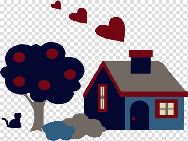 Cartoon Heart Illustration, Flat Creative cabin transparent background PNG clipart