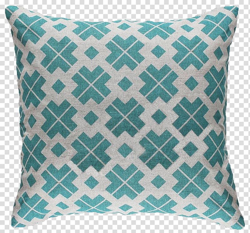 blue and white throw pillow, Throw pillow Cushion Linen Pattern, Small plaid pillow transparent background PNG clipart