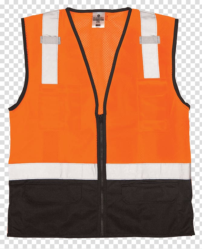 Gilets High-visibility clothing Sleeveless shirt American National Standards Institute, safety vest transparent background PNG clipart