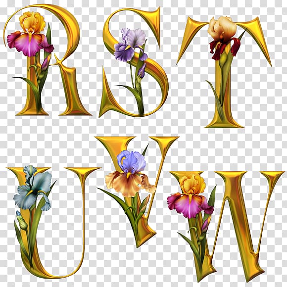 RST UVW logo, Letter French alphabet Flower, ALPHABETS transparent background PNG clipart