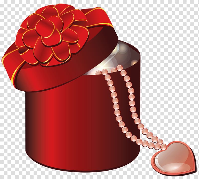 red gift box illustration, Valentine\'s Day Gift Heart , Valentine Red Round Gift Box with Heart transparent background PNG clipart