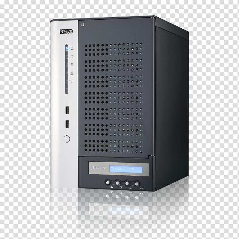 Network Storage Systems Thecus Technology N7700 NAS server, SATA 3Gb/s Thecus N7770-10G 7-Bay NAS Enclosure, Category Small/Medium Business SMB, Interface 2x Ethernet/RJ 45 USB Thecus Technology N7710-G, Storage transparent background PNG clipart