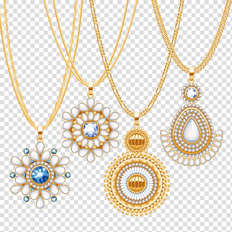 assorted gold-colored necklacecs, Euclidean Necklace Gold Jewellery, Luxury diamond gold necklace transparent background PNG clipart