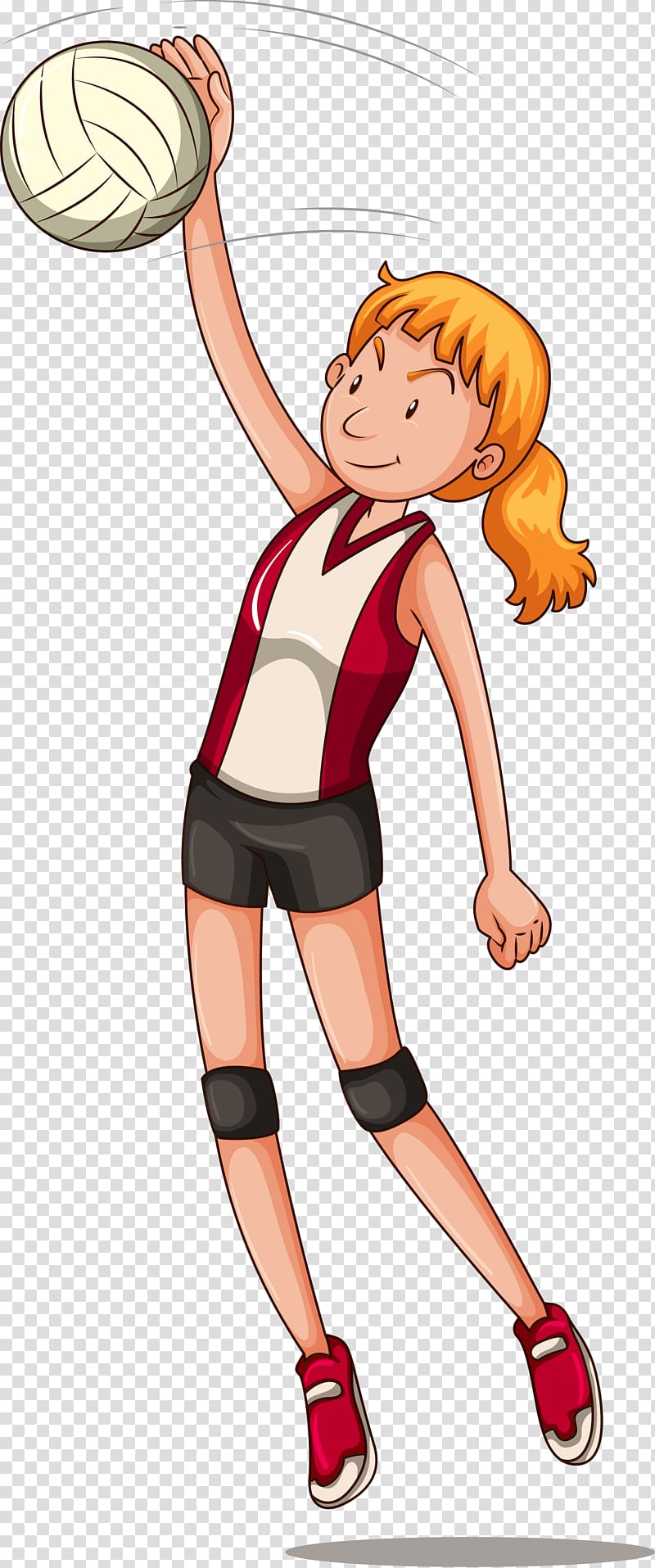 Sport Volleyball Illustration, The little girl playing volleyball transparent background PNG clipart