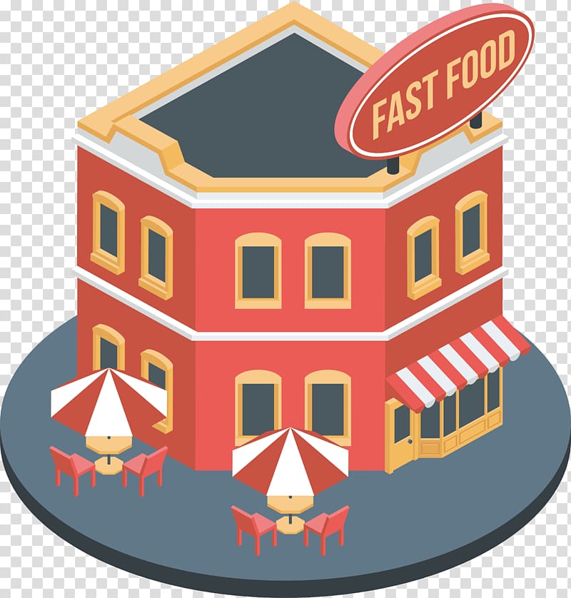Fast food restaurant, Red fast-food restaurant model transparent background PNG clipart