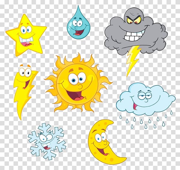 Weather Cartoon , Cartoon weather expression material transparent background PNG clipart