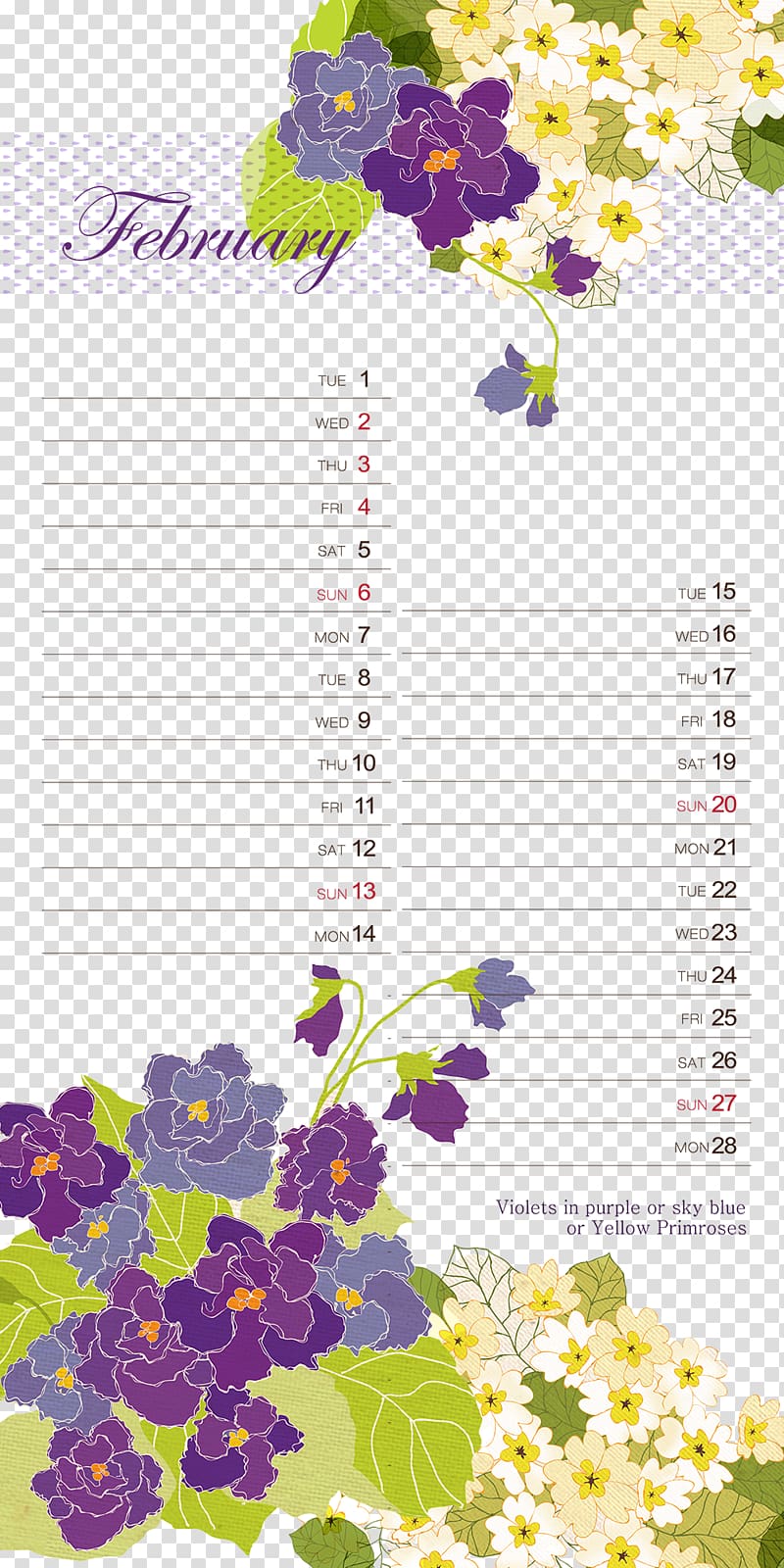 Floral design Text Flower Pattern, February calendar background pattern template transparent background PNG clipart