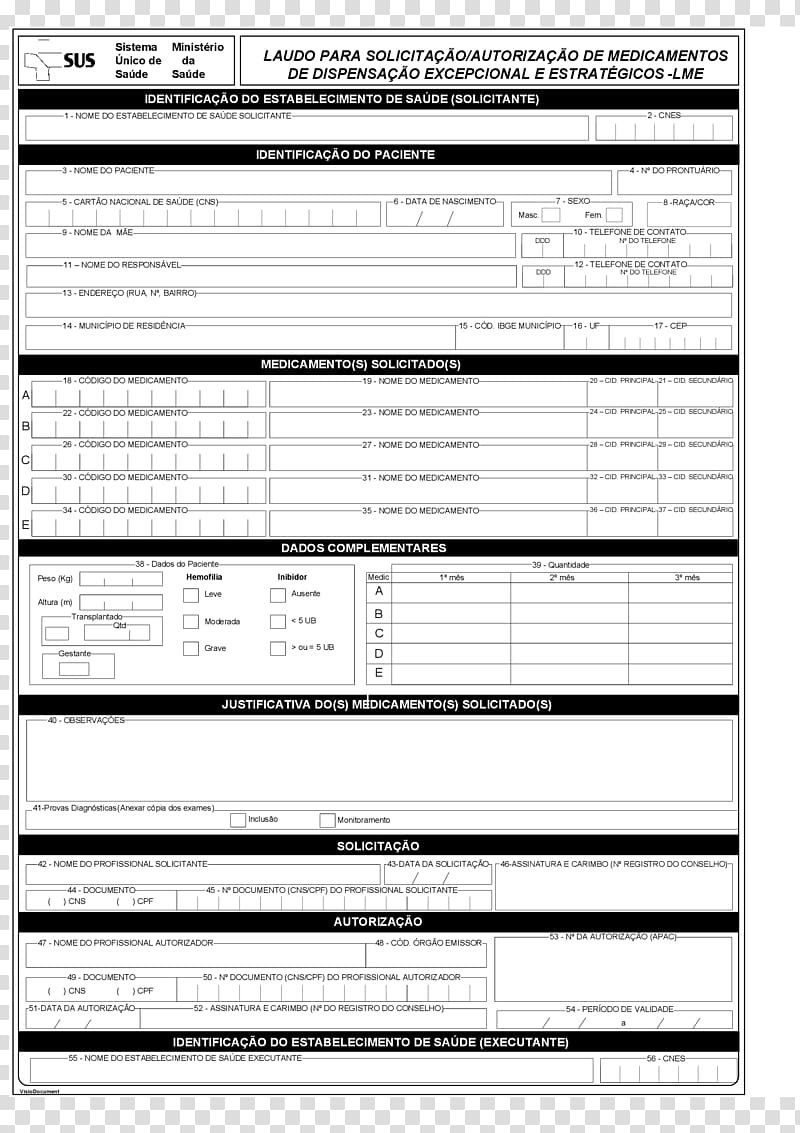 Document Form PDF Sistema Único de Saúde Health, Masc transparent ...