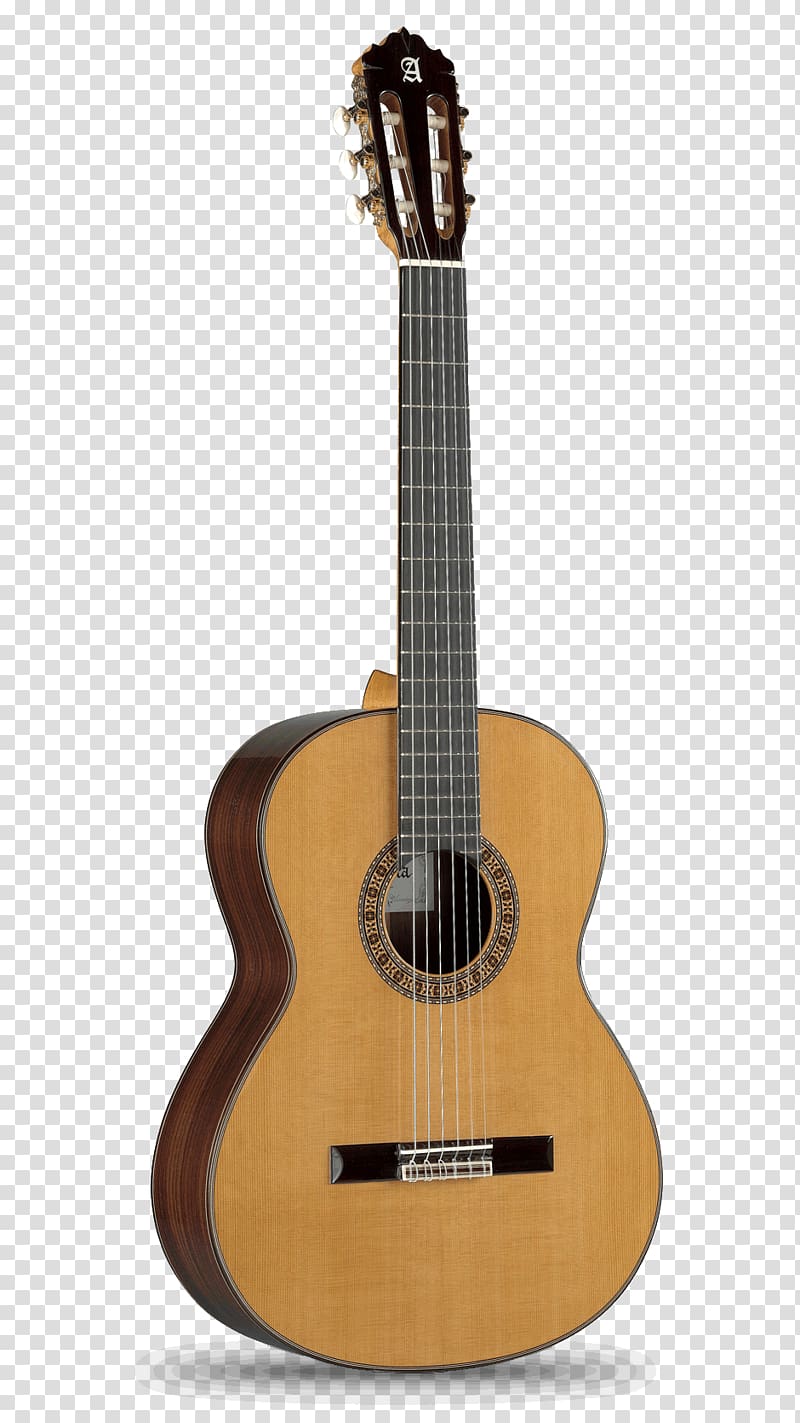 Alhambra Classical guitar Cutaway Acoustic guitar, cedar wood grain transparent background PNG clipart
