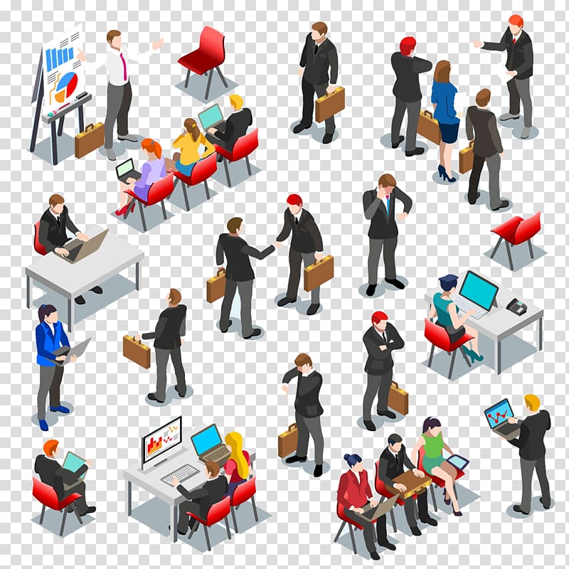 Businessperson Isometric projection , Business Man Collection transparent background PNG clipart