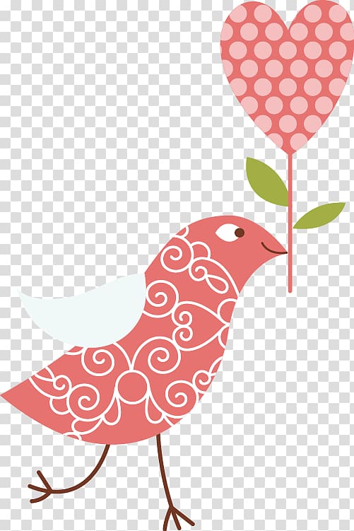 Bird Red , Painted pink bird heart-shaped pattern transparent background PNG clipart