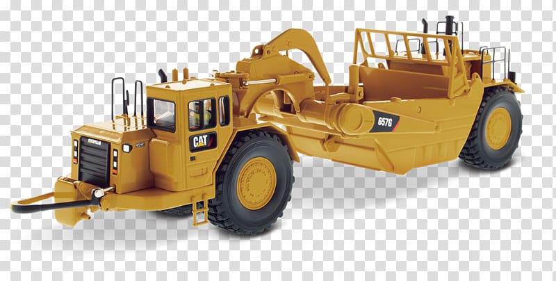 Caterpillar Inc. Wheel tractor-scraper Die-cast toy 1:50 scale, tractor transparent background PNG clipart