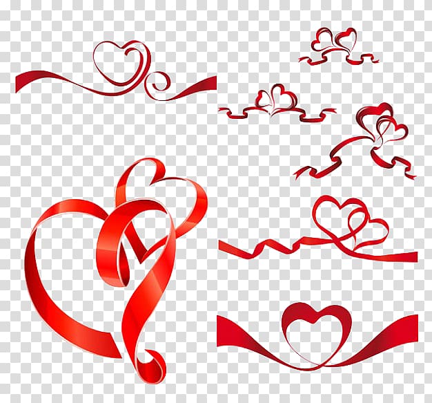 Ribbon Heart Euclidean , Chinese Red Ribbon transparent background PNG clipart