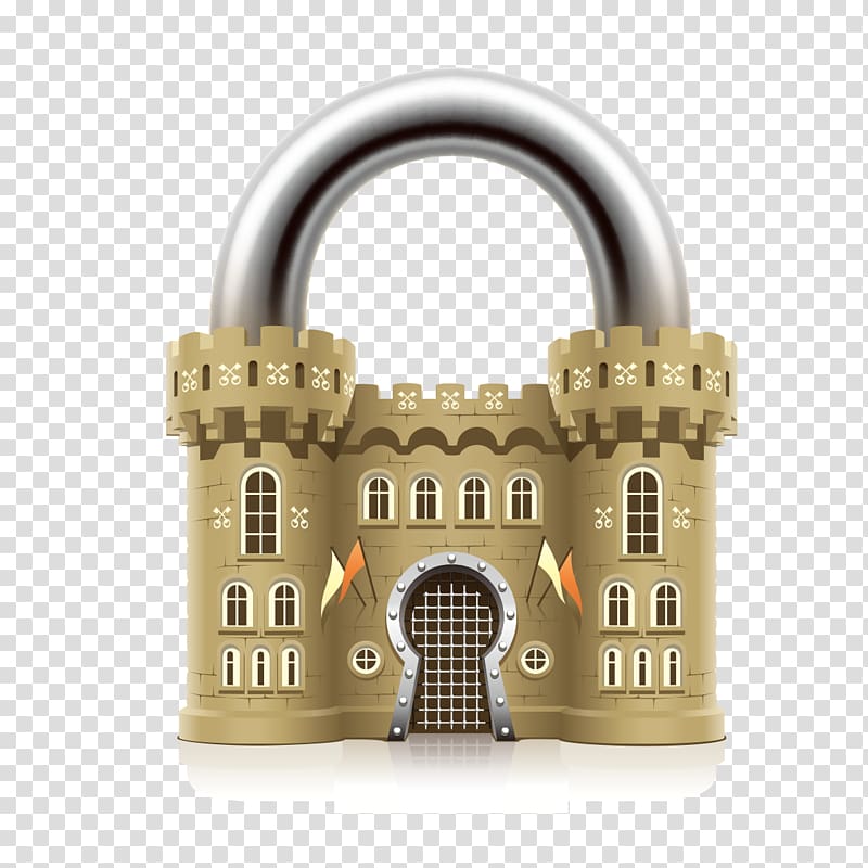 Middle Ages Padlock Castle Illustration, Real Estate Design transparent background PNG clipart