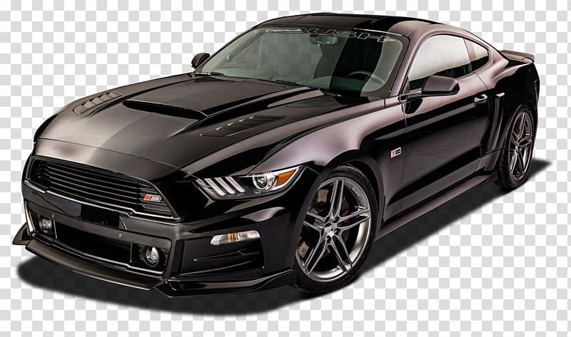 gray coupe illustration, 2015 Ford Mustang 2017 Ford Mustang Roush Performance Car, Stylish Black Ford Roush RS Mustang Car transparent background PNG clipart