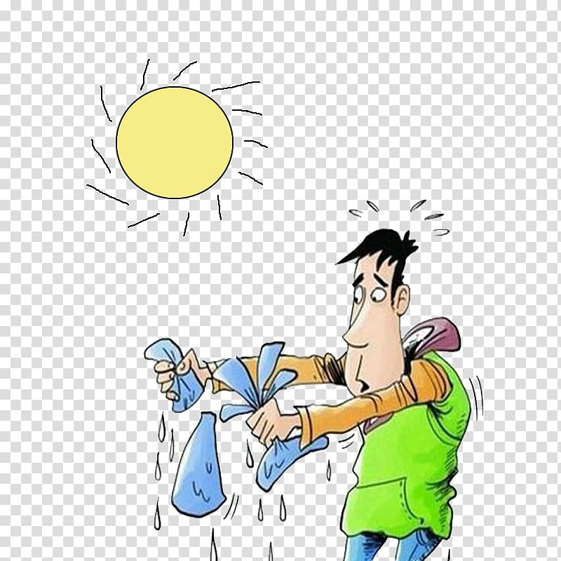 Perspiration Moisture Body Symptom Edema, Hand painted cartoon scorching sun transparent background PNG clipart