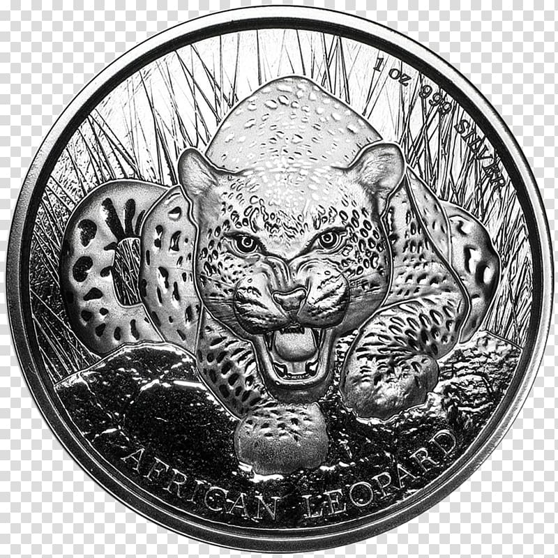 Ghana Silver coin Silver coin African leopard, silver coin transparent background PNG clipart