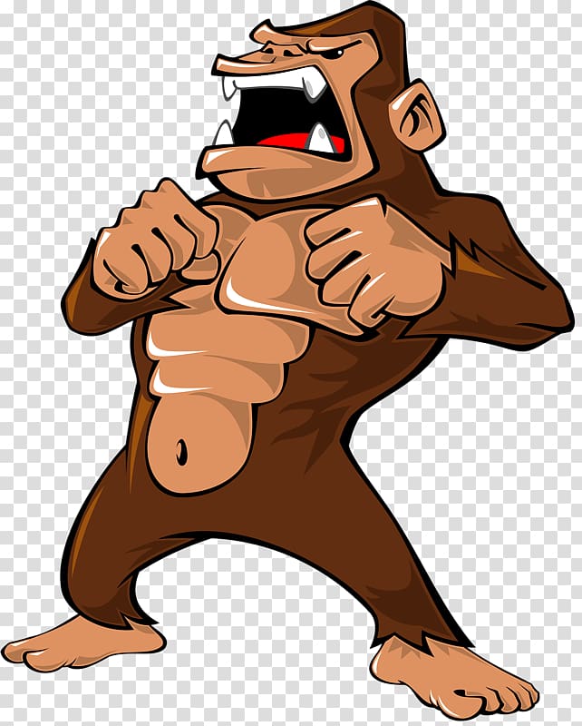 gorilla illustration, Gorilla Ape Cartoon Illustration, Grumpy gorilla transparent background PNG clipart