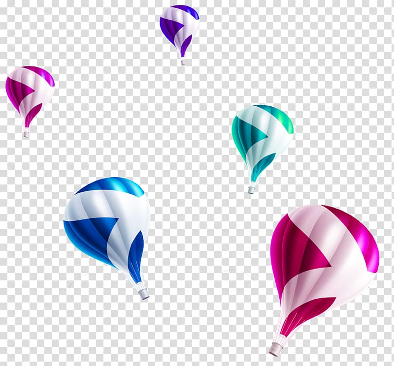Hot air balloon Blue Red, Three-dimensional hot air balloon red and blue decoration transparent background PNG clipart