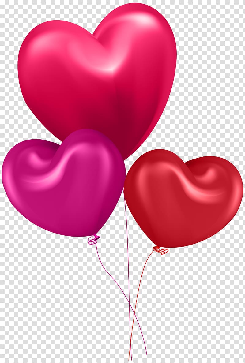 three red and pink heart balloons, Heart , Balloon Hearts transparent background PNG clipart