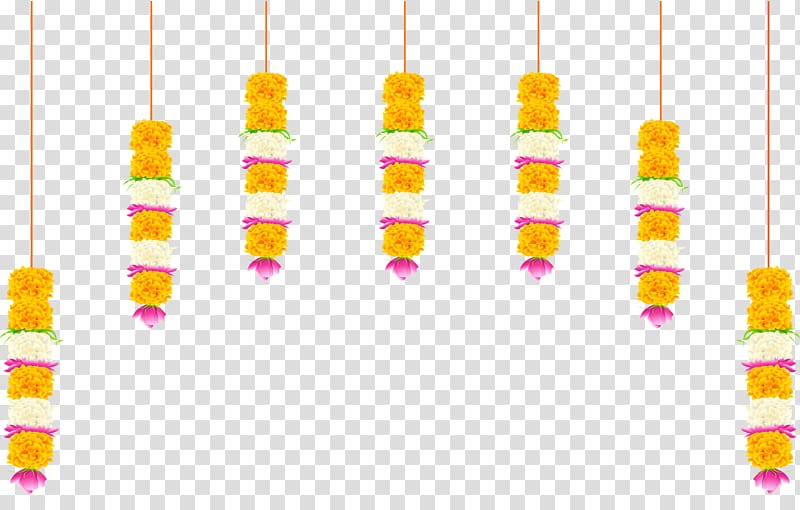 seven yellow hanging decors illustration, India , candles transparent background PNG clipart
