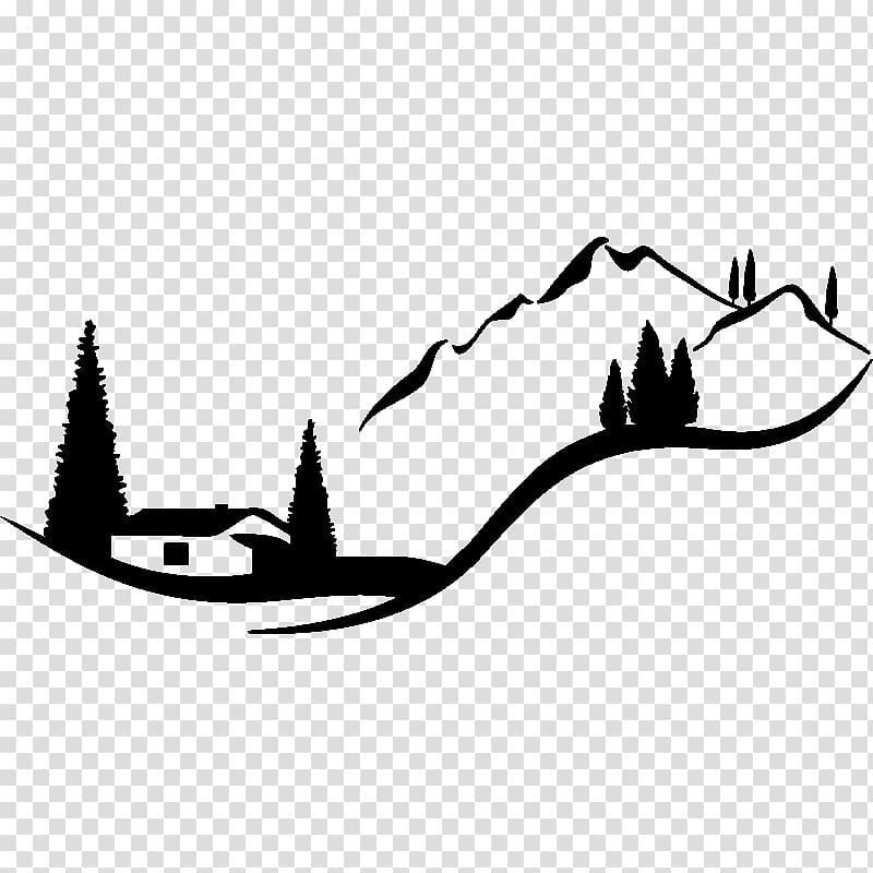 Bumper sticker Wall decal Drawing Mountain cabin, car camping transparent background PNG clipart