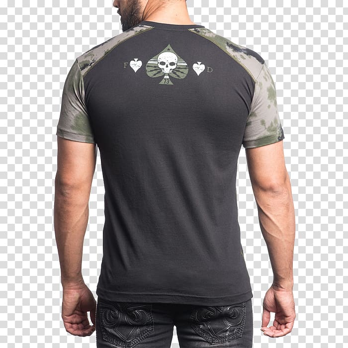 Long-sleeved T-shirt Affliction Clothing Shoulder, T-shirt transparent background PNG clipart