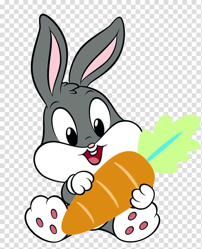 Baby Looney Tunes Bugs Bunny holding carrot , Bugs Bunny Lola Bunny Tweety Tasmanian Devil Daffy Duck, rabbit eat carrot transparent background PNG clipart