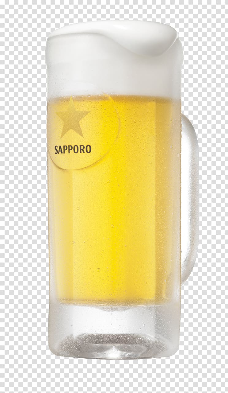 Beer stein Sapporo Brewery Pint glass, beer transparent background PNG clipart