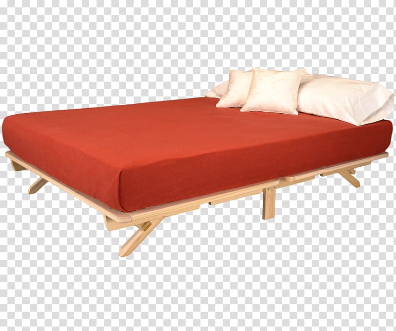 red mattress on brown bed with pillows art, Bed frame Platform bed Futon Murphy bed, bed transparent background PNG clipart