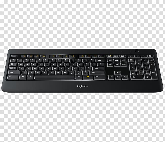 Computer keyboard Computer mouse Wireless keyboard Logitech Unifying receiver, backlight transparent background PNG clipart