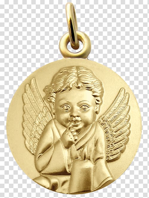 Gold medal Locket Angel, medal transparent background PNG clipart