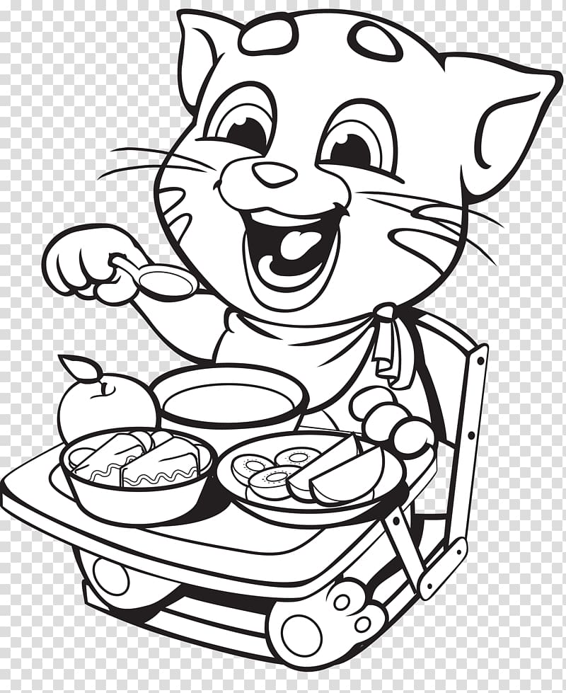 Talking Angela Coloring book Tom Cat Talking Tom Colouring Pages, tom and jerry coloring pages transparent background PNG clipart