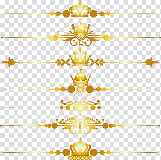 brown border illustration, Gold, Gold crown decorated dividing line transparent background PNG clipart