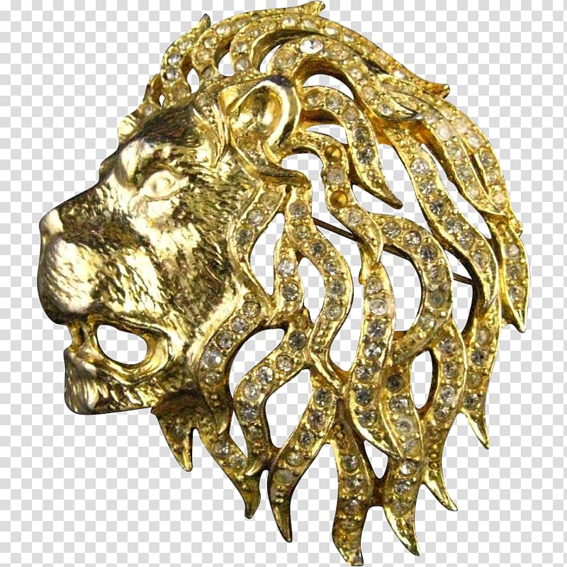 Lion Brooch Gold Jewellery Imitation Gemstones & Rhinestones, lion transparent background PNG clipart