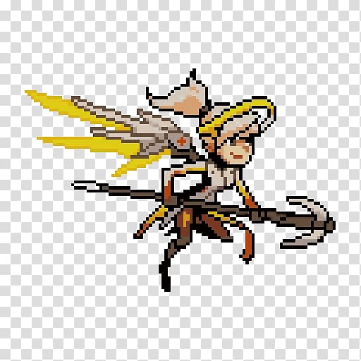 Overwatch Mercy Pixel art BlizzCon, pubg telegram stickers transparent background PNG clipart