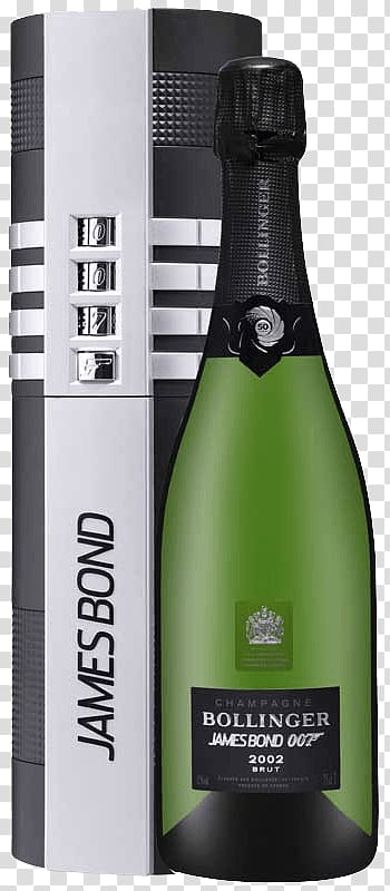 Bollinger James Bond 007 glass bottle with box, Bollinger James Bond 007 2002 transparent background PNG clipart