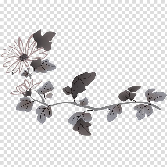 Ink wash painting Ink wash painting Landscape painting, Chinese wind ink chrysanthemum transparent background PNG clipart